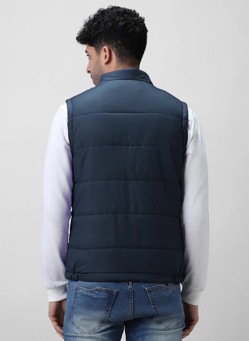 Urbano Fashion  Urbano Fashion Men's Blue Sleeveless Zippered Puffer Jacket for Men | Best Price UAE